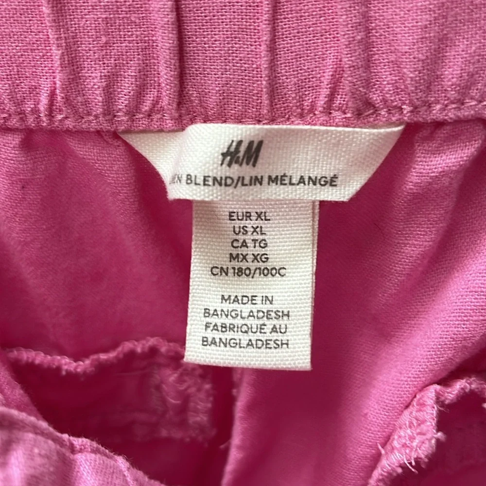 H&M Vibrant Pink Linen Blend Pants